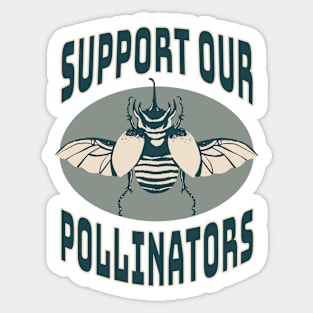 Support Our Pollinators Horned Rhinoceros Beetle Sticker
